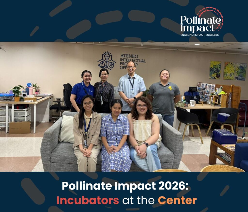 Pollinate Impact's Sophia Calugay-Morita and Ruod Ariete at a member check-in hosted by Ateneo Blue Nest.