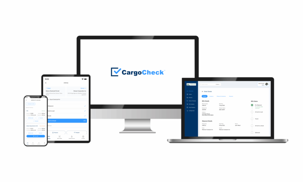 A mockup of the CargoCheck® platform across devices.